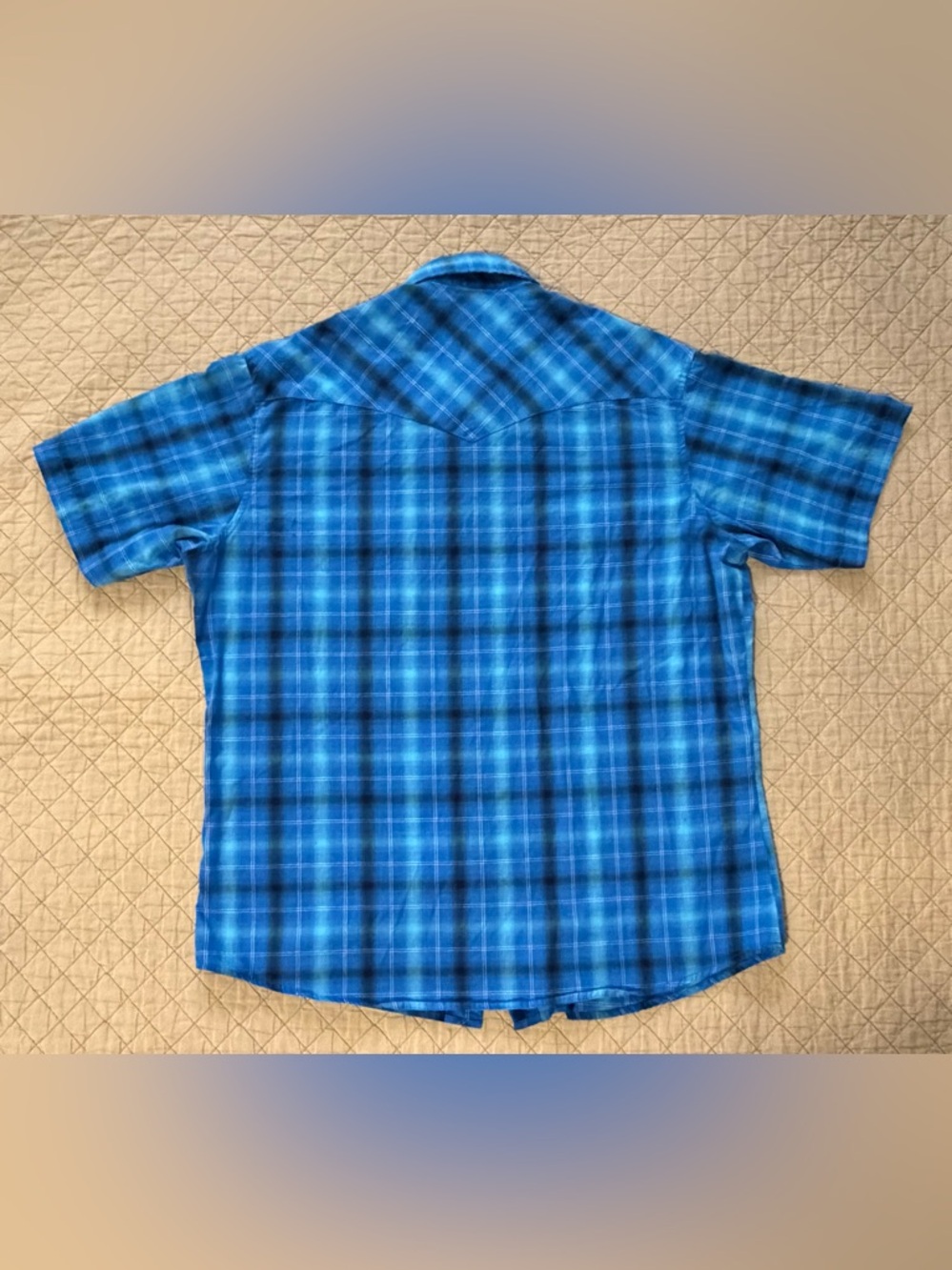 Wrangler Western Shirt Mens Large Plaid Pearl Snap Short Sleeve Cowboy Rodeo - Picture 9 of 10